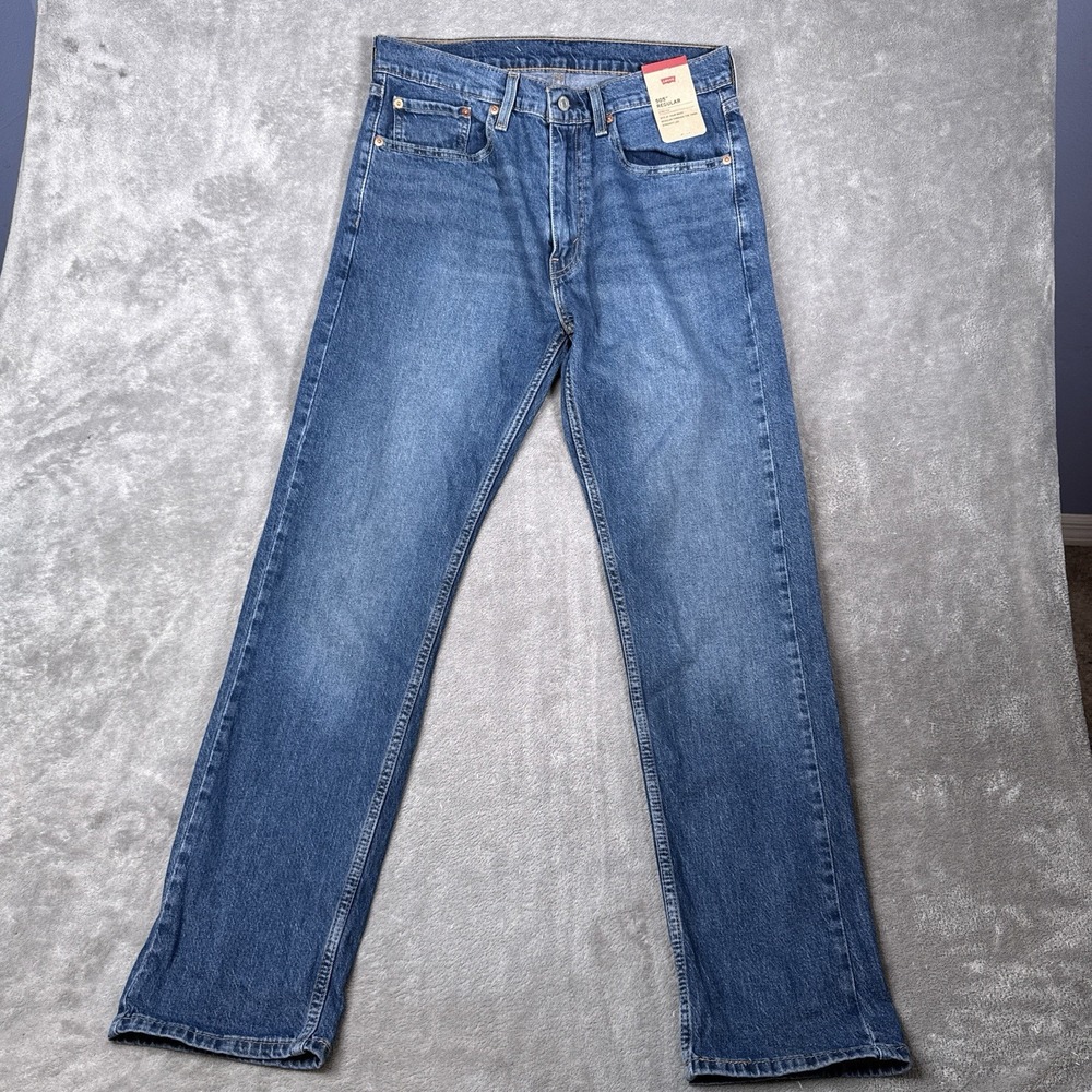 Levi's 505 Regular Fit Jeans Mens 32x32 Blue Straight Leg Stretch Denim
